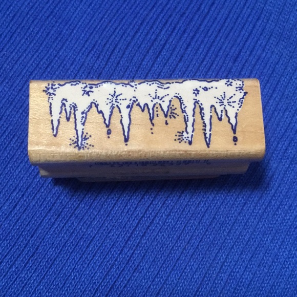 Inkadinkado “Icicles Hanging Ice Winter Sparkles #2359” Wood Mount Rubber stamp - Picture 1 of 5